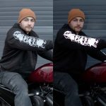 MMCC Men’s Bare Bones Riding Hoodie – Premium Cotton, Reflective Skull Sleeve, Full Zip – MPM1680 - Image 2