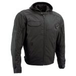 Milwaukee Leather Men’s Flight 1300D Nylon Motorcycle Jacket with CE Armor and Removable Hoodie – MPM17017