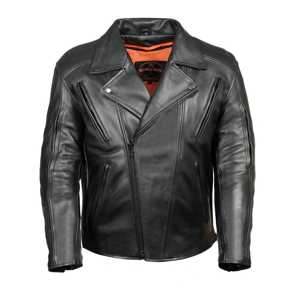 Milwaukee Leather Men’s Premium Black Leather Beltless MC Style Motorcycle Jacket w/ Side Stretch – SH1057