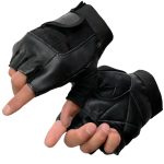 Milwaukee Leather SH217 Men’s Black Leather Gel Padded Palm Fingerless Motorcycle Hand Gloves W/ Breathable ‘Mesh Material’