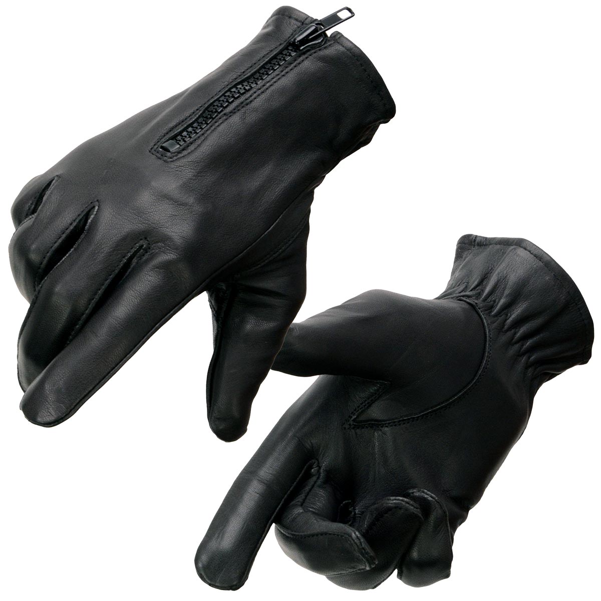 Milwaukee Leather SH226D Men’s Black Unlined Leather Lightweight Motorcycle Hand Gloves W/ Wrist Zipper Closure