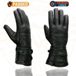 Milwaukee Leather SH233 Men’s Black Leather Warm Lining Gauntlet Motorcycle Hand Gloves W/ Double Strap Cuff Pull-on Closure - Image 2