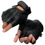 Milwaukee Leather SH357 Men’s Black Leather Gel Padded Palm Fingerless Motorcycle Hand Gloves W/ ‘Welted Perforated Leather’
