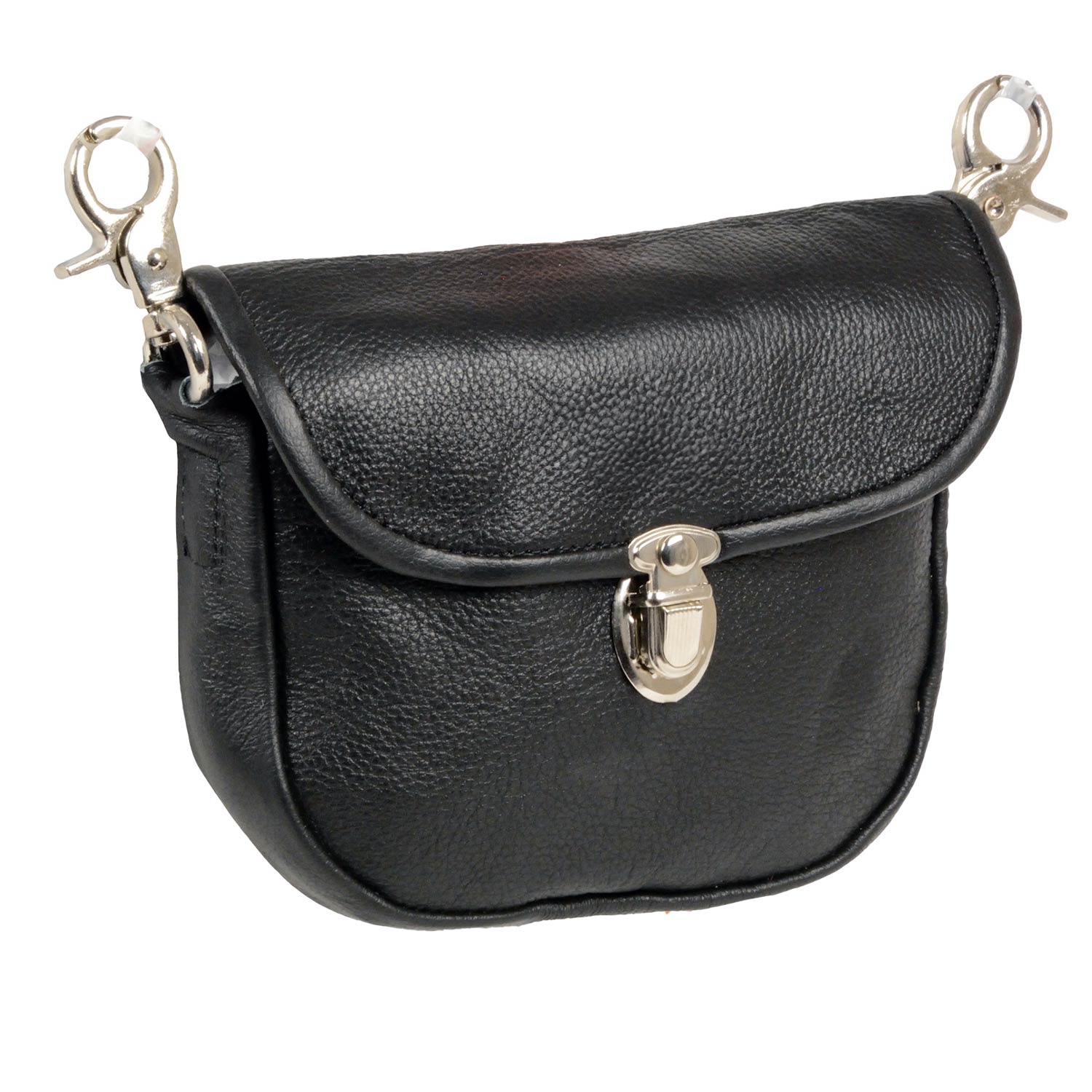 Milwaukee Leather SH520 Women’s Black Leather Belt Bag with Flap and Belt Clasps
