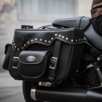 Milwaukee Leather SH66601ZB Black Zip-Off Double Pocket Studded PVC Throw Over Saddlebags - Image 2