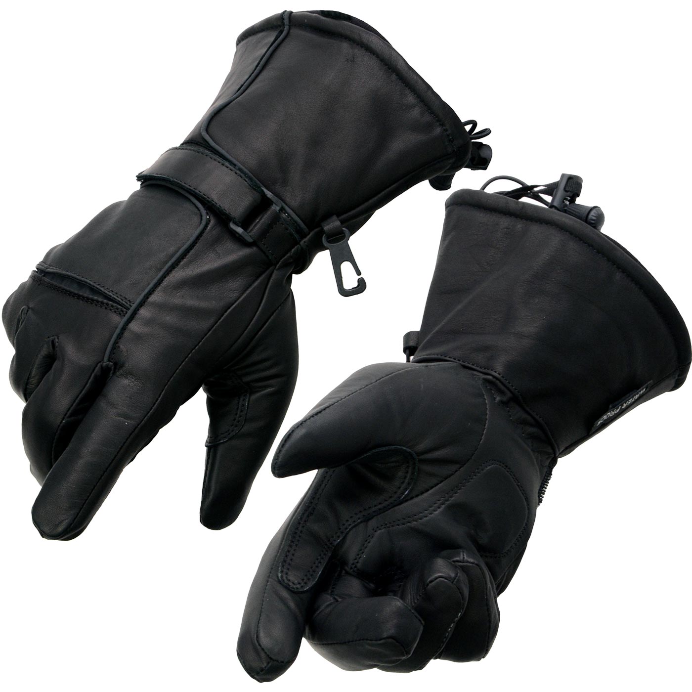 Milwaukee Leather Men’s Black Soft Leather Gauntlet Motorcycle Hand Gloves-Waterproof Gel Palm Reflective Piping SH873