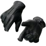 Milwaukee Leather SH875 Men’s Thermal Lined USA Deerskin Black Leather Motorcycle Gloves w/ Snap Wrist Closure
