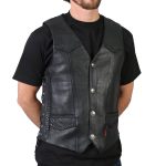 Hot Leathers VSM1008 Men’s Black ‘Buffalo Nickel Snap’ Leather Vest
