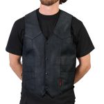 Hot Leathers VSM1033 Men’s Black ‘Classic Side Lace’ Leather Vest