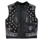 Hot Leathers VSM1049 Men’s Black Paisley Conceal and Carry Motorcycle Club Style Leather Vest