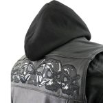 Milwaukee Leather Men’s Futile CE Armored Leather Motorcycle Jacket w/ Hoodie Liner, Reflective Skull – LKM17016 - Image 10