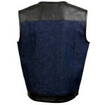 Milwaukee Leather MDM3004 Men’s Brute Dual Closure Blue Denim and Black Leather Club Style Vest - Image 11