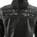 Milwaukee Leather Men’s Futile CE Armored Leather Motorcycle Jacket w/ Hoodie Liner, Reflective Skull – LKM17016 - Image 11
