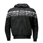 Milwaukee Leather Men’s Bare Bones Black Reflective Skull CE Armored Riding Hoodie, Shoulder & Elbow Armor – MPM1798 - Image 14