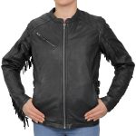 Hot Leathers JKL1028 Studs and Fringe Ladies Black Carry Conceal Leather Jacket - Image 12