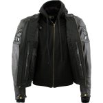Milwaukee Leather Men’s Futile CE Armored Leather Motorcycle Jacket w/ Hoodie Liner, Reflective Skull – LKM17016 - Image 12