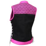 Milwaukee Leather MDL4051 Women’s ‘Skelly’ Black with Pink Motorcycle Denim Vest w/ Skull Embroidery - Image 14