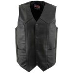 USA Leather 1201 Men’s Black ‘Club Style’ Classic Original Leather Vest - Image 6
