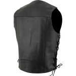 USA Leather 1202 Men’s Classic ‘Side Laced’ Black Leather 4 Button Western Style Motorcycle Vest - Image 7