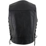 USA Leather 1202 Men’s Classic ‘Side Laced’ Black Leather 4 Button Western Style Motorcycle Vest - Image 4