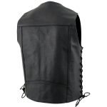 USA Leather 1204 Men’s Black ‘Dime’ Classic Leather Ten Pocket Motorcycle Biker Vest with Side Laces - Image 8