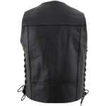 USA Leather 1204 Men’s Black ‘Dime’ Classic Leather Ten Pocket Motorcycle Biker Vest with Side Laces - Image 5