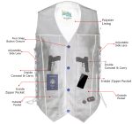 USA Leather 1204 Men’s Black ‘Dime’ Classic Leather Ten Pocket Motorcycle Biker Vest with Side Laces - Image 2