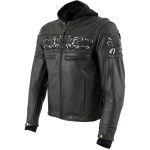 Milwaukee Leather Men’s Futile CE Armored Leather Motorcycle Jacket w/ Hoodie Liner, Reflective Skull – LKM17016 - Image 13