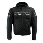 Milwaukee Leather Men’s Vengeance Black Armored Textile Motorcycle Jacket with Skull Embroidery – MPM17019 - Image 13