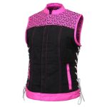 Milwaukee Leather MDL4051 Women’s ‘Skelly’ Black with Pink Motorcycle Denim Vest w/ Skull Embroidery - Image 12