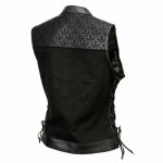 Milwaukee Leather MDL4052 Women’s ‘Skelly’ Black Motorcycle Denim Vest w/ Skull Embroidery - Image 14
