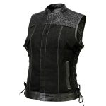 Milwaukee Leather MDL4052 Women’s ‘Skelly’ Black Motorcycle Denim Vest w/ Skull Embroidery - Image 15