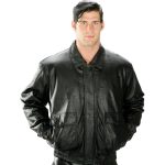USA Leather 1515 Men’s Black ‘Classic Aviator’ Bomber Leather Jacket - Image 2