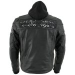 Milwaukee Leather Men’s Futile CE Armored Leather Motorcycle Jacket w/ Hoodie Liner, Reflective Skull – LKM17016 - Image 16