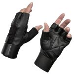 Milwaukee Leather MG7562 Men’s Black Leather and Spandex Gel Padded Palm Fingerless Motorcycle Hand Gloves W/ Mesh Material