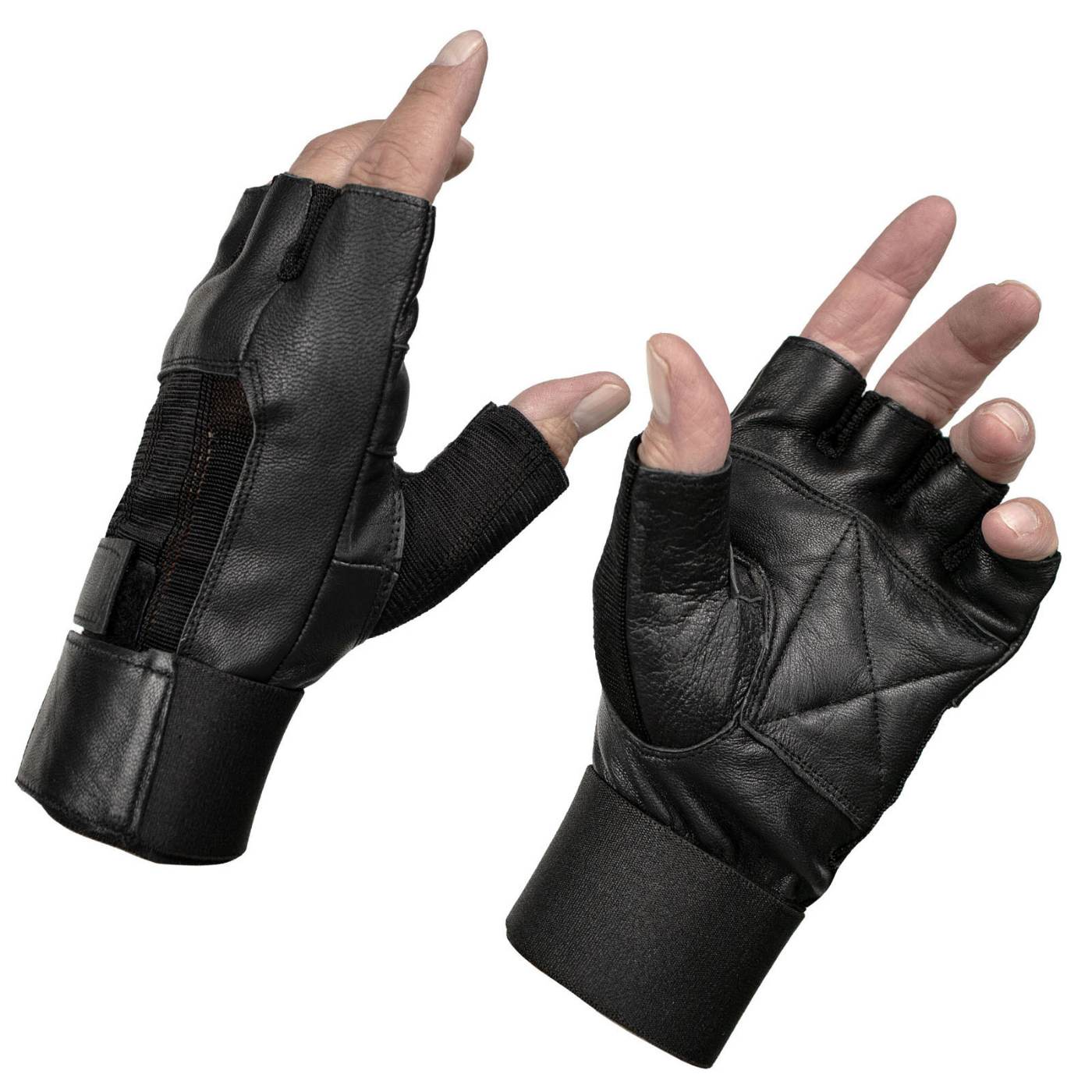 Milwaukee Leather MG7562 Men’s Black Leather and Spandex Gel Padded Palm Fingerless Motorcycle Hand Gloves W/ Mesh Material