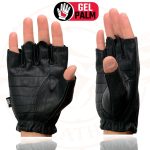 Milwaukee Leather SH206 Men’s Black Leather Gel Padded Palm Fingerless Motorcycle Hand Gloves W/ ‘Welted’ Design - Image 2