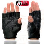 Milwaukee Leather SH355 Men’s Motorcycle Black Leather Fingerless Gloves with Gel Palm - Image 2