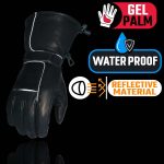 Milwaukee Leather Men’s Black Soft Leather Gauntlet Motorcycle Hand Gloves-Waterproof Gel Palm Reflective Piping SH873 - Image 2