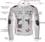 Milwaukee Leather Men’s Futile CE Armored Leather Motorcycle Jacket w/ Hoodie Liner, Reflective Skull – LKM17016 - Image 2