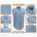 Milwaukee Leather DM1001 Men’s Blue Lightweight Denim Shirt with Frayed Cut Off Sleeveless Look - Image 2