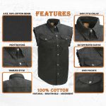 Milwaukee Leather DM1002 Men’s Black Lightweight Denim Shirt with Frayed Cut Off Sleeveless - Image 2