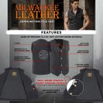 Milwaukee Leather DM1310 Men’s Black Classic Denim Western Style Cowboy Biker Vest w/ Snap Button Closure - Image 2