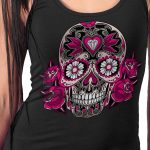 Hot Leathers GLC2363 Ladies Black Sugar Skull Thick Strap Tank Top Shirt - Image 4