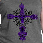 Hot Leathers GLC2524 Ladies Dark Gray Cross De Lis Tank Top Shirt - Image 2