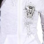 Hot Leathers GLZ4237 Ladies ‘Sugar Skull’ Lightweight Slubby Hooded White Hoodie - Image 4