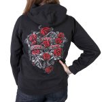 Hot Leathers GLZ4246 Ladies Black Hoodie Sweatshirt with Live, Love, Ride and Roses Artwor - Image 2