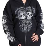 Hot Leathers GLZ4408 ‘Sugar Couple’ Full Cut Zip Up Hoodie Black Sweat Shirt - Image 2