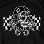 Hot Leathers GMS1549 Men’s Black Vintage Racing Skull Printed T-Shirt - Image 2