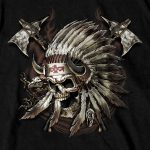 Hot Leathers GMS1550 Men’s Black SS JP Indian Chief Skull Printed T-Shirt - Image 2